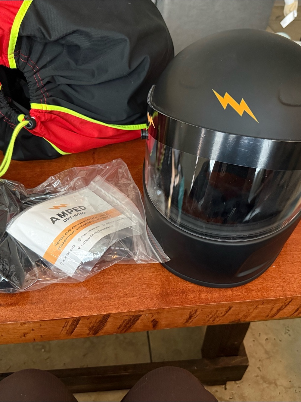 Amped off road Black thunderbolt Full-Face Helmet